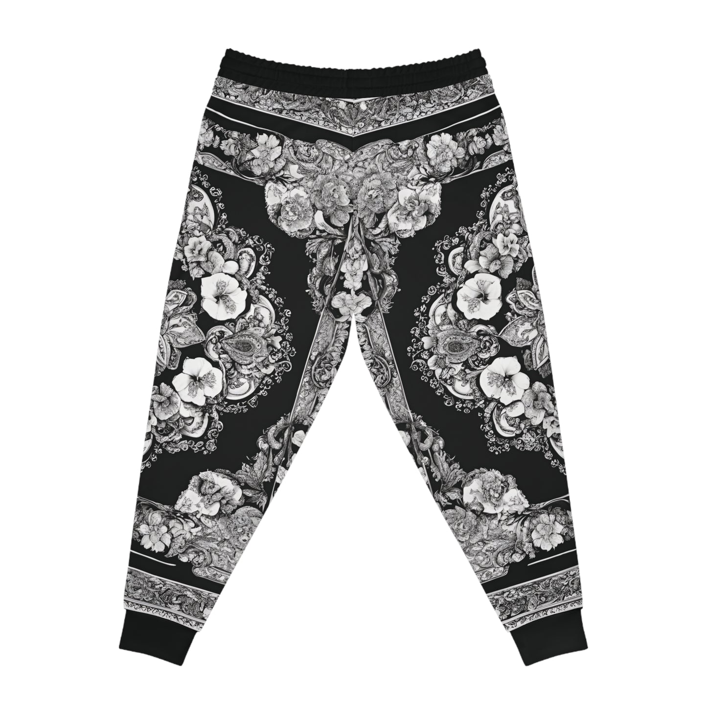 A Paisley Style On A Black And White Canvas Sweatpants