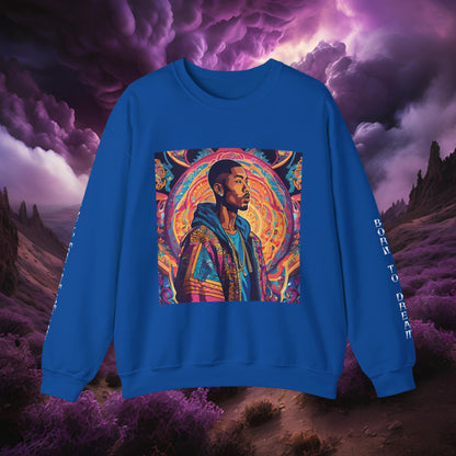 Tribe Of Dreams Standing In Front Of An Ornate Patterned Background Crewneck Sweatshirt