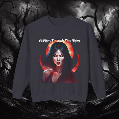 Gothic Inspiration Crewneck Sweatshirt - I'll Fight Through This Night, Unisex Sweater, Dark Fashion Apparel, Alternative Style [...]