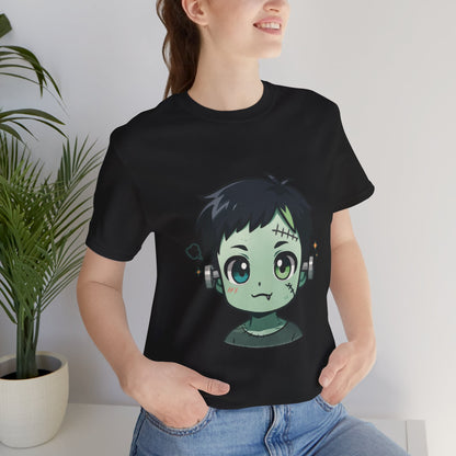 Cute Frankenstein Graphic Tee for Kids, Fun Halloween Shirt, Unisex Comic Style T-Shirt, Perfect for Parties, Costume Events