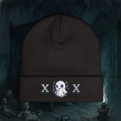 Beanie Hat (Embroidered Cute Spooky Ghost)