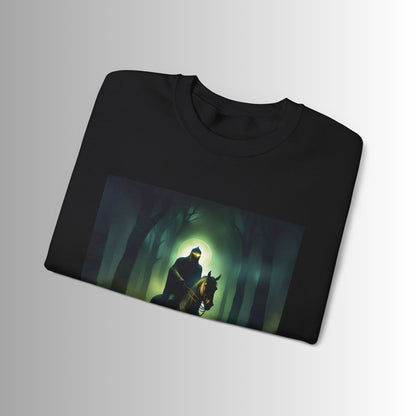 Mysterious Rider Sweatshirt - Cozy Unisex Crewneck, Perfect for Fall Nights, Halloween, Costume Parties, Eerie Vibes, Gift Idea