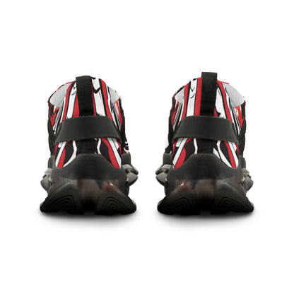 Men's Red, White And Black Design With An Eye In The Center Mesh Sneakers