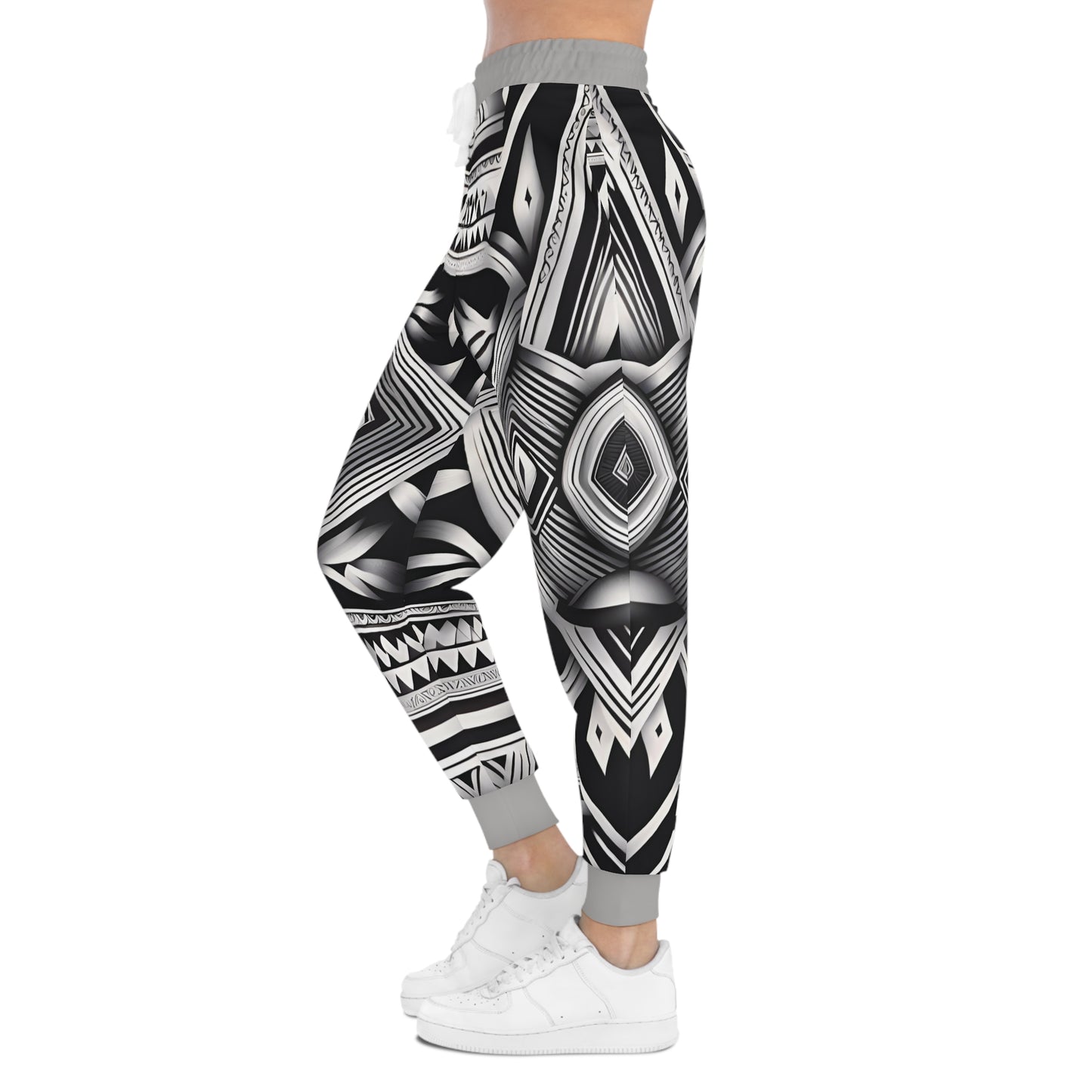 Athletic Black And White Tribal Design Sweatpants