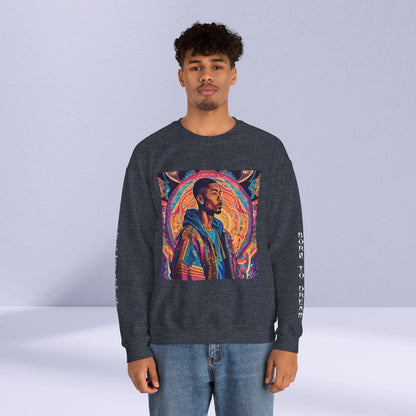 Tribe Of Dreams Standing In Front Of An Ornate Patterned Background Crewneck Sweatshirt