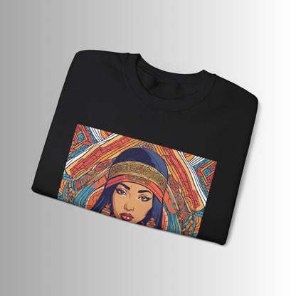 Illustration Of A Woman In Traditional Clothing Heavy Blend™ Sweatshirt