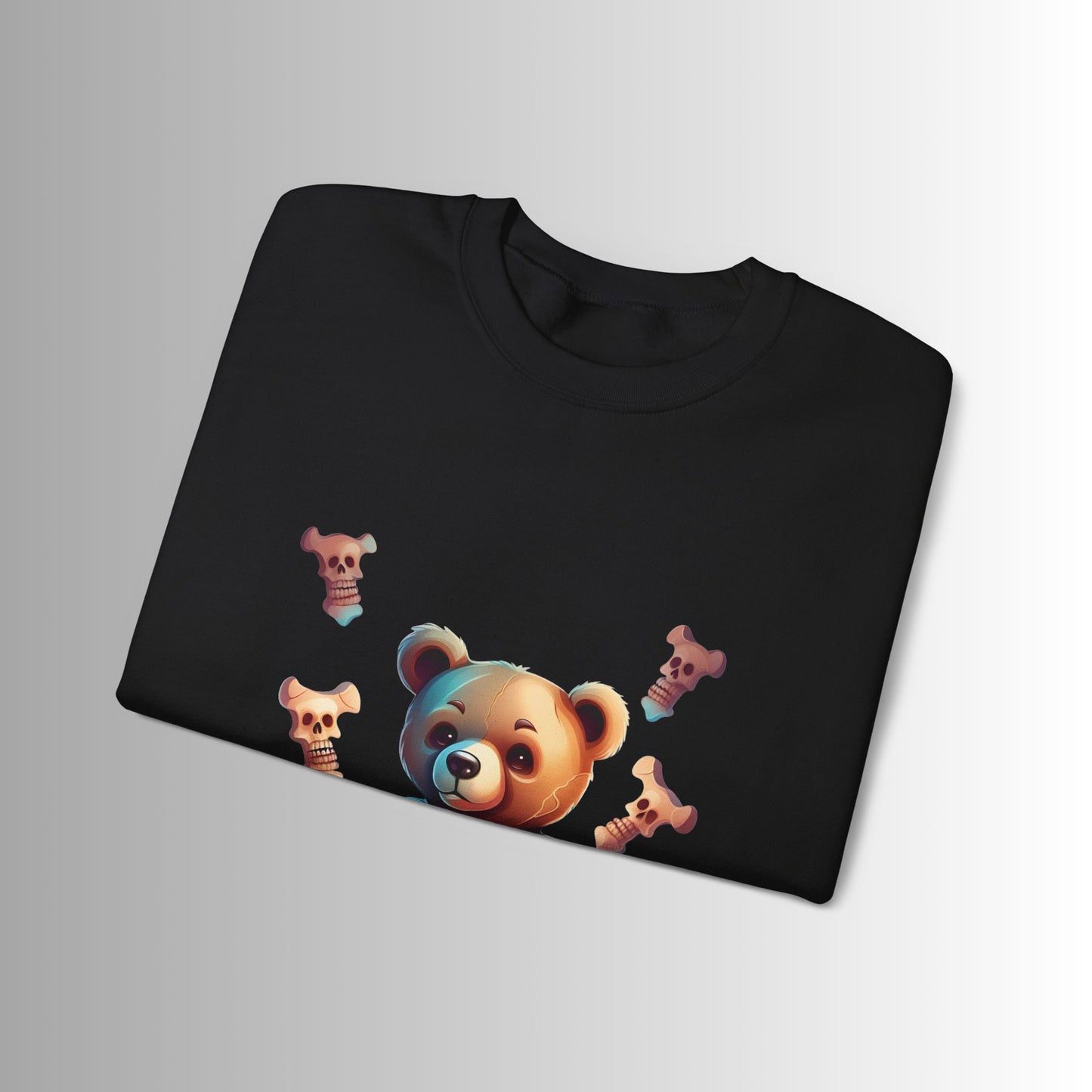 Creepy Bear Sweatshirt, Unisex Heavy Blend™ Crewneck, Horror Sweatshirt, Gift for Horror Lovers, Spooky Autumn Apparel, Halloween Outfit