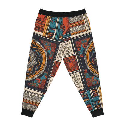 An African Pattern On A Red, Orange and Blue Athletic Joggers