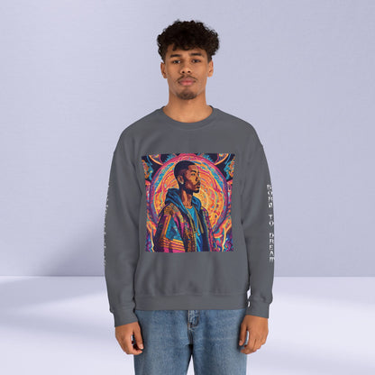 Tribe Of Dreams Standing In Front Of An Ornate Patterned Background Crewneck Sweatshirt