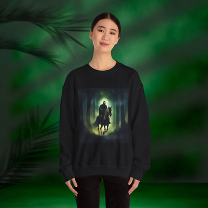 Mysterious Rider Sweatshirt - Cozy Unisex Crewneck, Perfect for Fall Nights, Halloween, Costume Parties, Eerie Vibes, Gift Idea