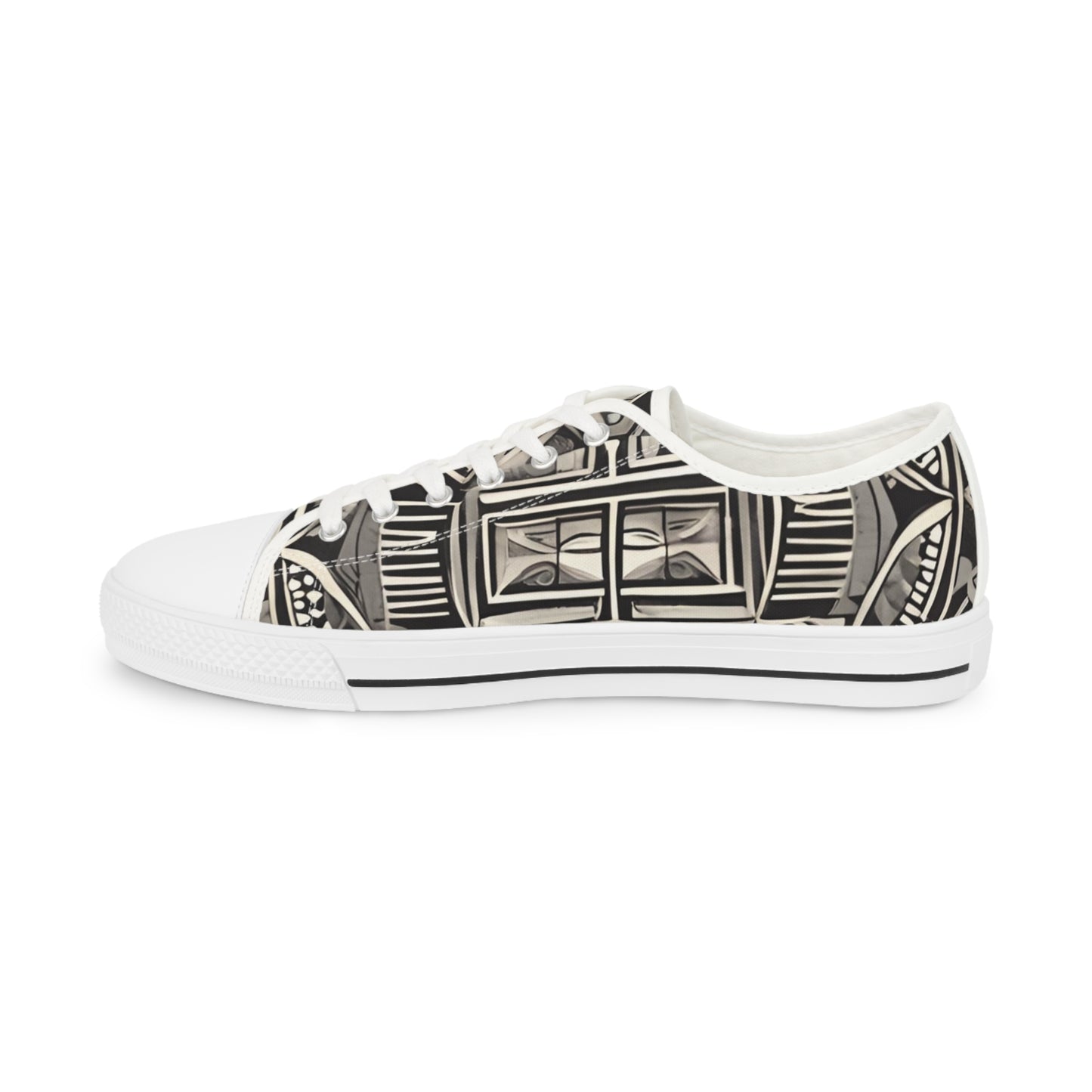 Men's Architectural Pattern Men's Low Top Sneakers — Vintage Facade Print
