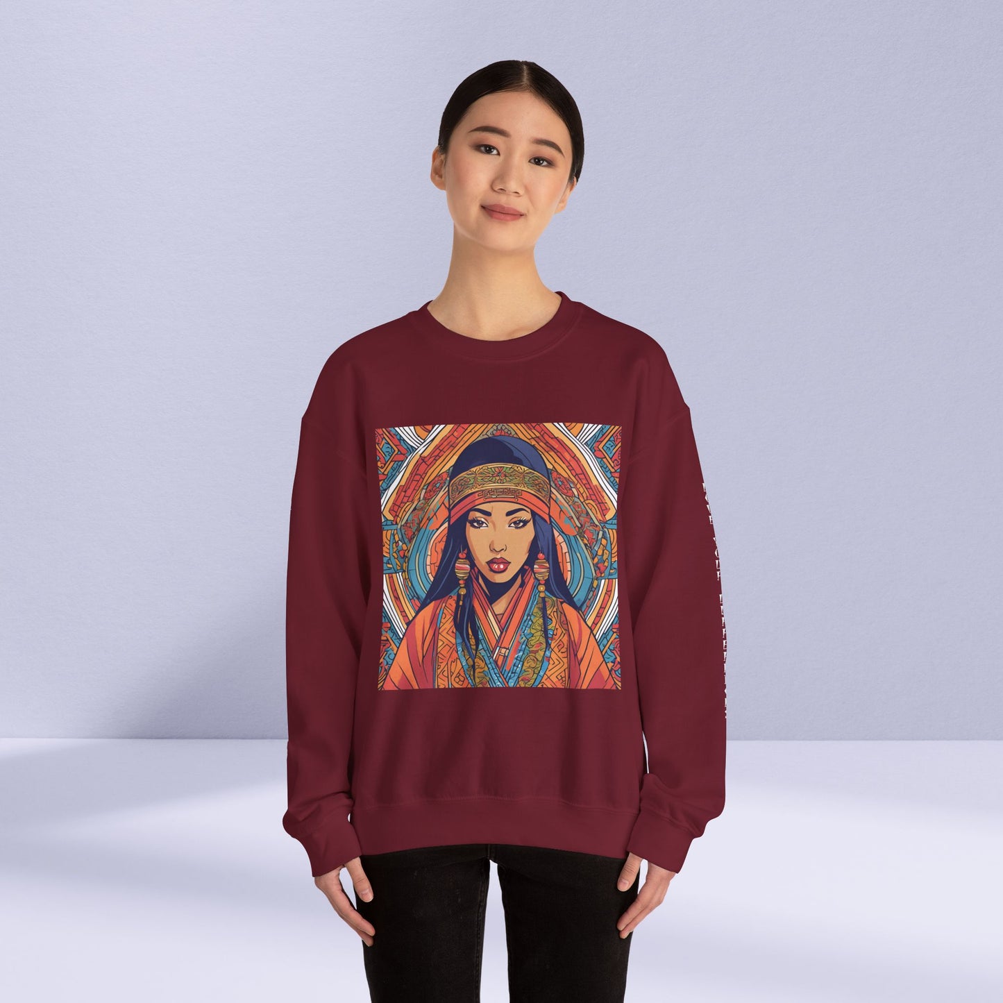 Illustration Of A Woman In Traditional Clothing Heavy Blend™ Sweatshirt