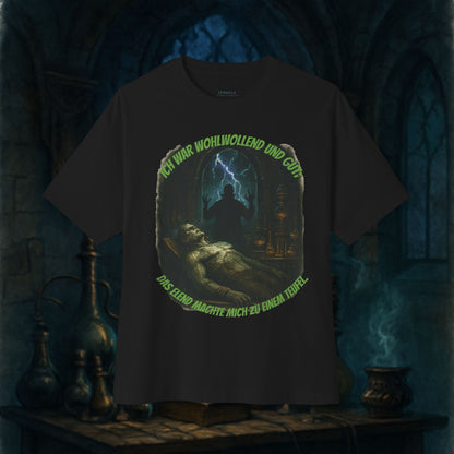 A Page of Frankenstein's Life Spooky Graphic Tee, Unisex Oversized T-Shirt, Halloween Apparel, Gothic Style Shirt, Gift for Horror Fans, Witchy Vintage Design