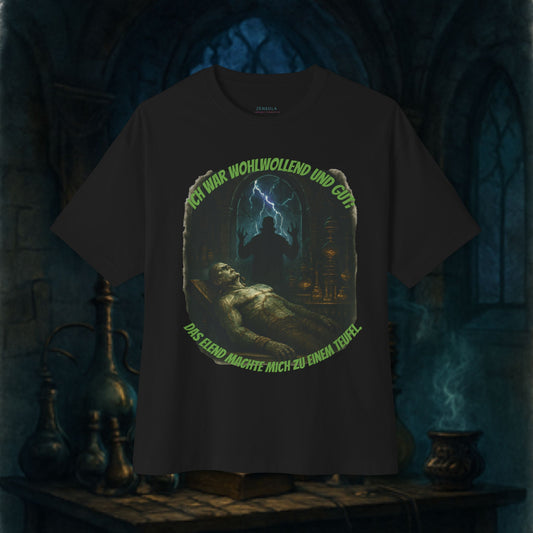 A Page of Frankenstein's Life Spooky Graphic Tee, Unisex Oversized T-Shirt, Halloween Apparel, Gothic Style Shirt, Gift for Horror Fans, Witchy Vintage Design