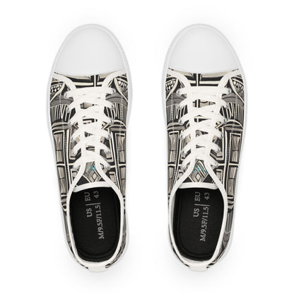 Men's Architectural Pattern Men's Low Top Sneakers — Vintage Facade Print