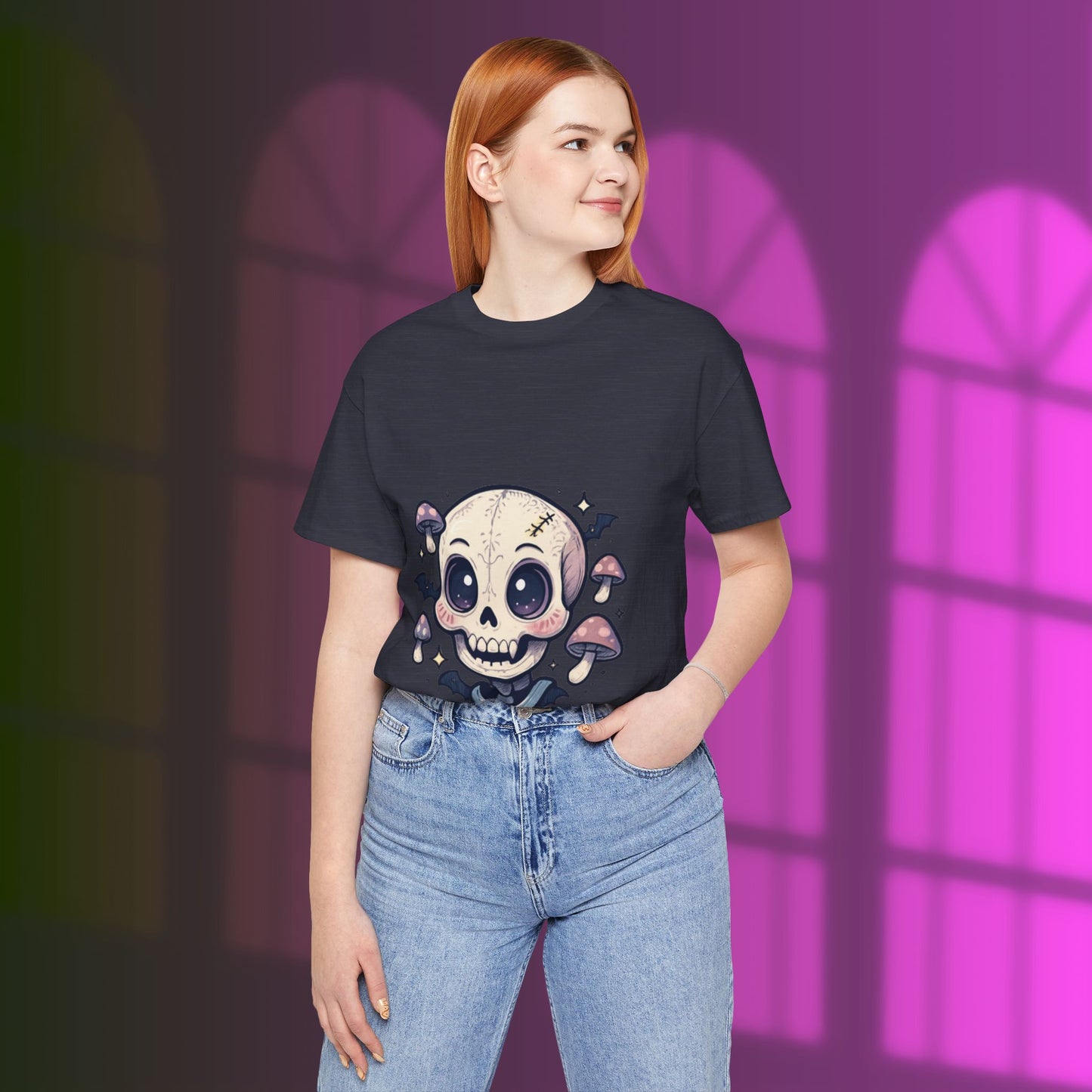 Halloween Skull Tee, Unisex Graphic Tee, Spooky Shirt, Cute Skeleton Apparel, Fall Fashion, Witchy Vibes