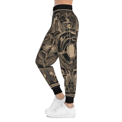 A Circular Black And Gold Line Pattern Design Joggers