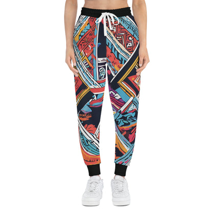 Seamless Pattern With Tribal Elements On A Black Canvas Joggers