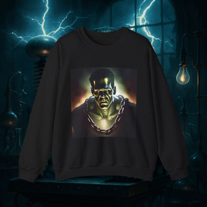 Vintage Frankenstein Horror Crewneck Sweatshirt, Unisex Halloween Sweater, Frankenstein Gift, Cozy Lounge Wear, Spooky Style, Autumn Apparel, Horror Fans
