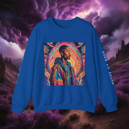 Tribe Of Dreams Standing In Front Of An Ornate Patterned Background Crewneck Sweatshirt