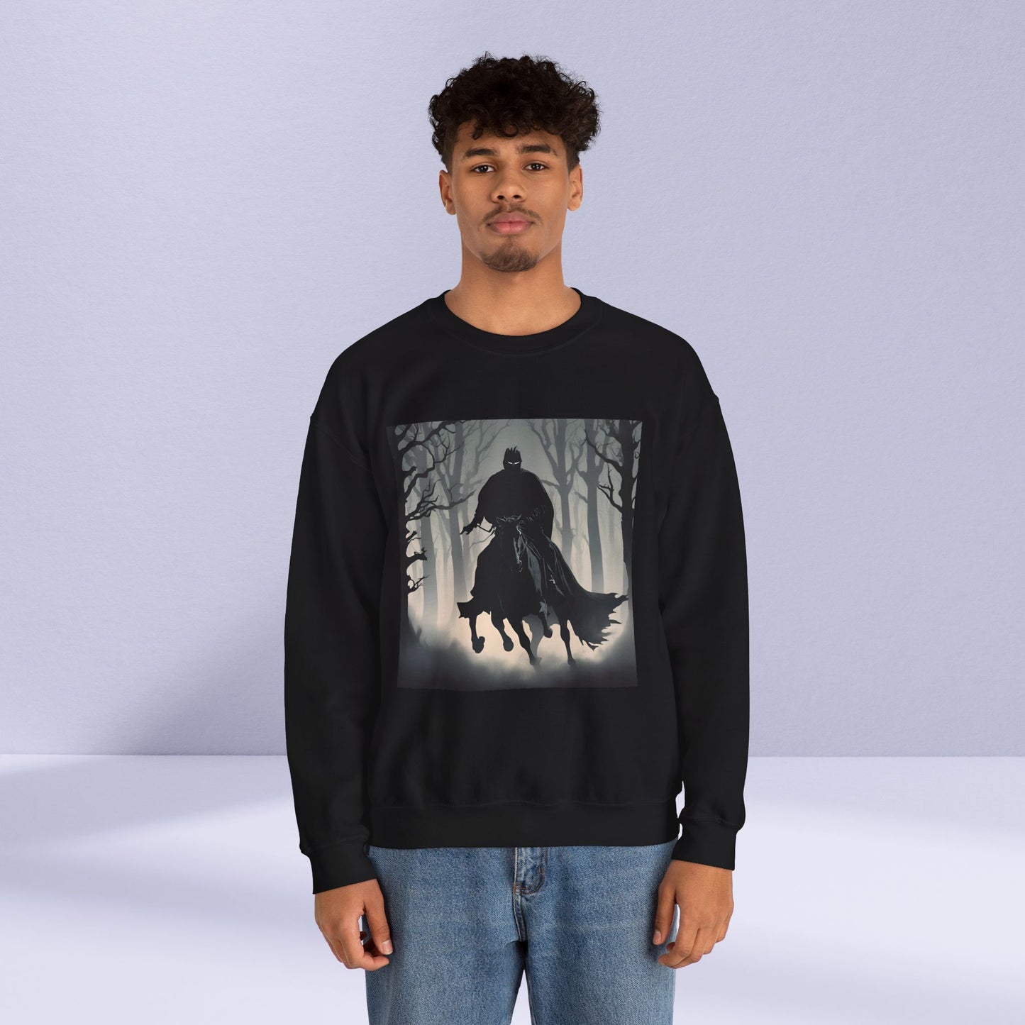 Mystical Forest Rider Sweatshirt | Unisex Heavy Blend Crewneck | Perfect for Halloween, Cozy Style, Gift for Nature Lovers, Eerie Nightwear, [...]