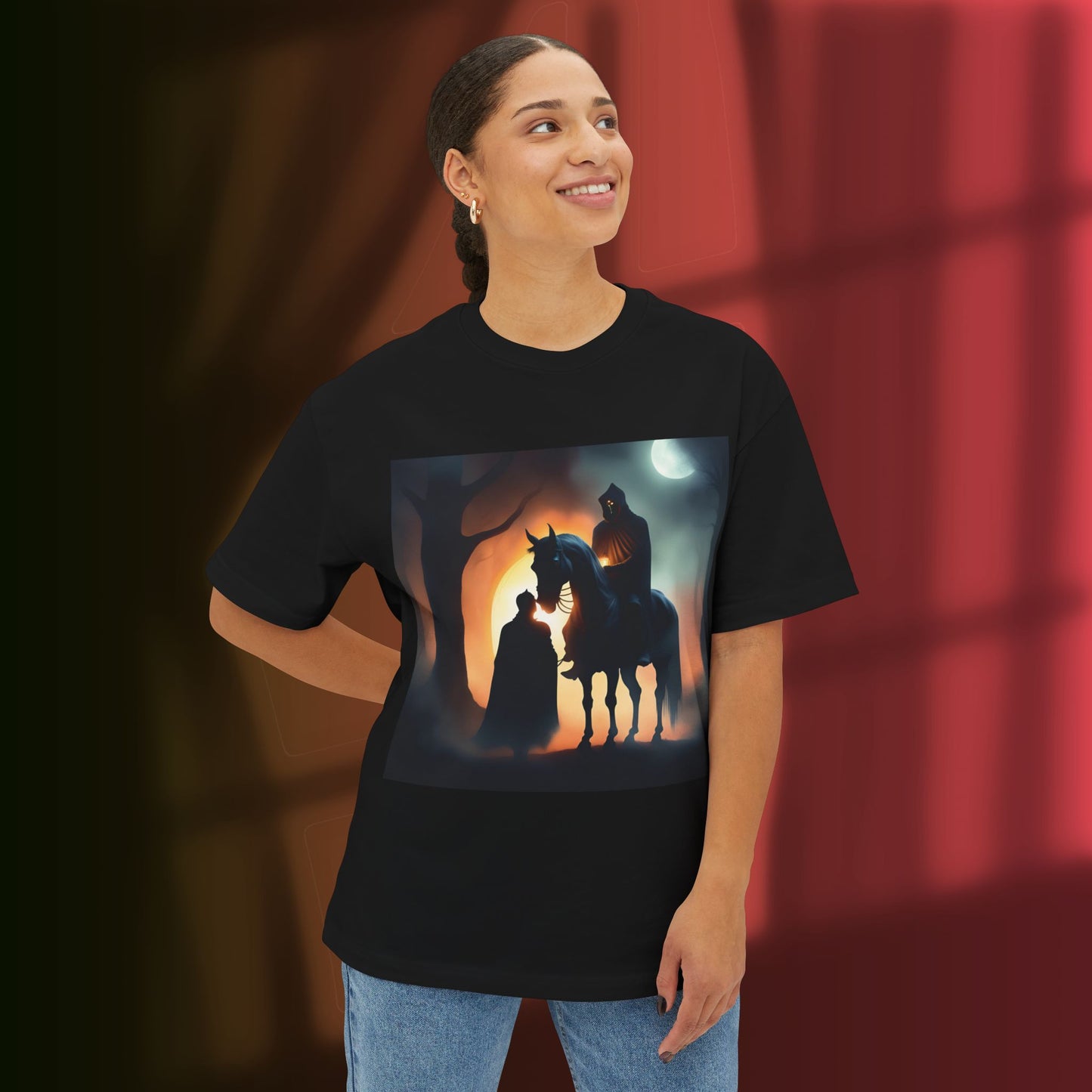 Mysterious Fantasy Art Tee | Unisex Oversized Boxy Tee, Graphic T-Shirt, Gift for Fantasy Lovers, Casual Wear, Halloween Style