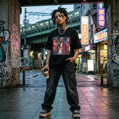 Neon Nights Nomad, Street Style Unisex Oversized Boxy Tee