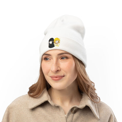 Anime-Inspired Knit Beanie, Embroidered Winter Hat, Gifts for Fans, Stylish Headwear for Cold Weather, Unique Cosplay Accessory