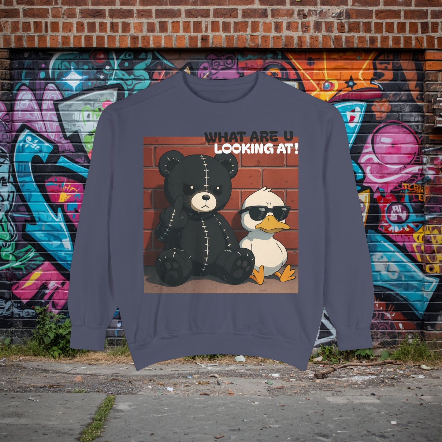 Savage Teddy & Chill Duck Crewneck – Funny Graphic Sweatshirt