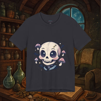 Halloween Skull Tee, Unisex Graphic Tee, Spooky Shirt, Cute Skeleton Apparel, Fall Fashion, Witchy Vibes