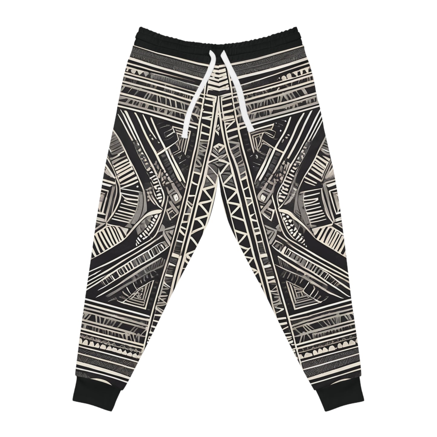 Black, Cream And White Drawing Of An Ornate Design Sweatpants