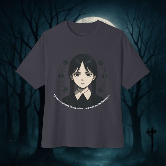 Wednesday Addams Gothic Oversized Tee, Dark Aesthetic T-Shirt, Unisex Graphic Tee for Anime Lovers, Halloween Outfit.