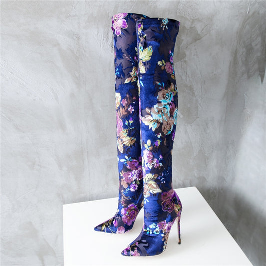 Sexy Stiletto Sock Stretch Over The Knee Boots Fashion Botas de Mujer Shoes