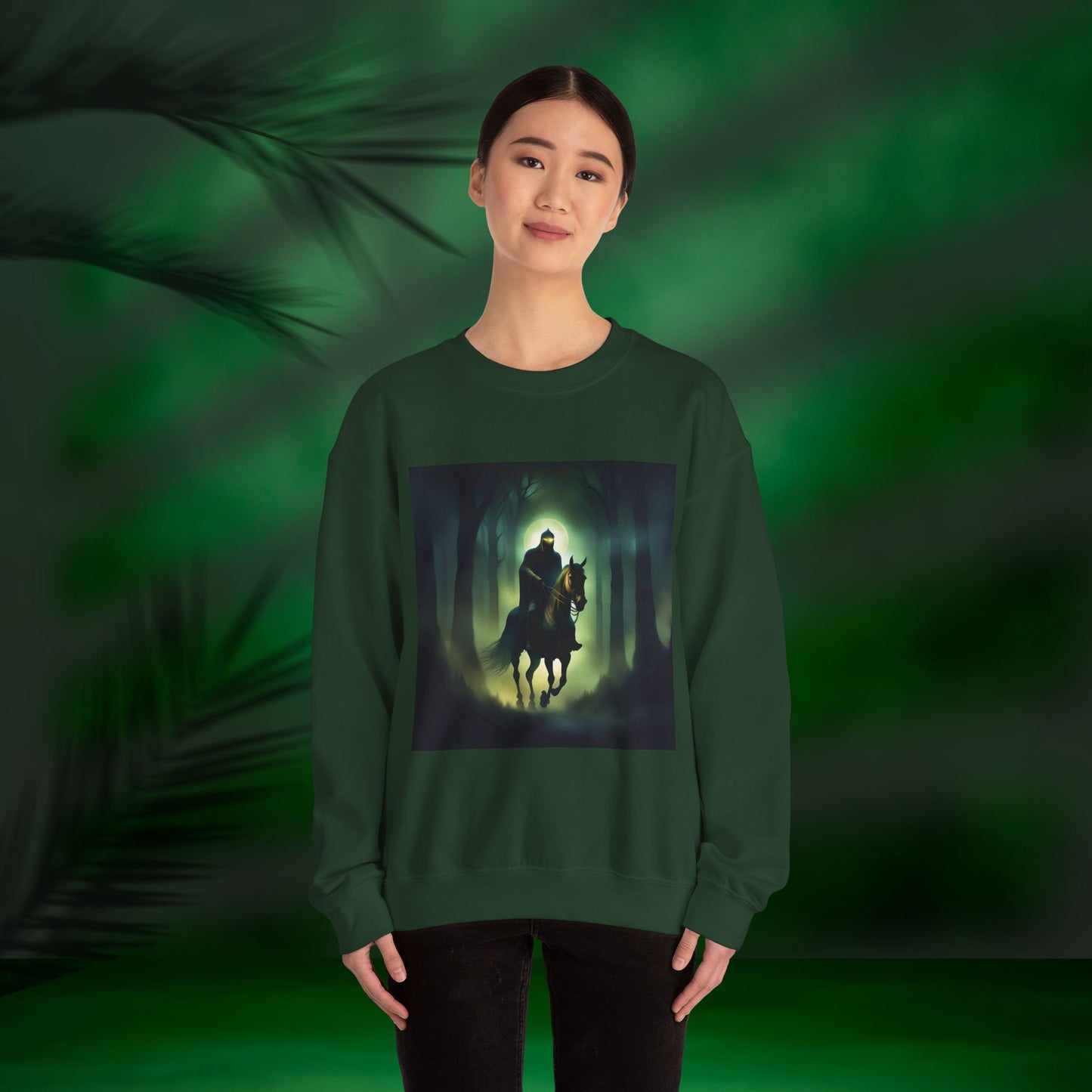 Mysterious Rider Sweatshirt - Cozy Unisex Crewneck, Perfect for Fall Nights, Halloween, Costume Parties, Eerie Vibes, Gift Idea