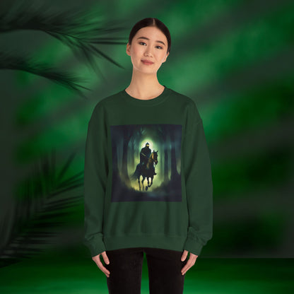 Mysterious Rider Sweatshirt - Cozy Unisex Crewneck, Perfect for Fall Nights, Halloween, Costume Parties, Eerie Vibes, Gift Idea
