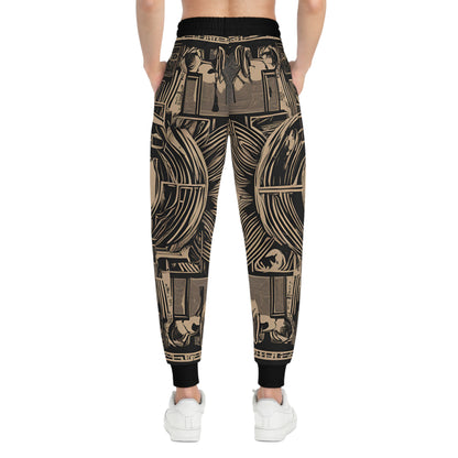 A Circular Black And Gold Line Pattern Design Joggers