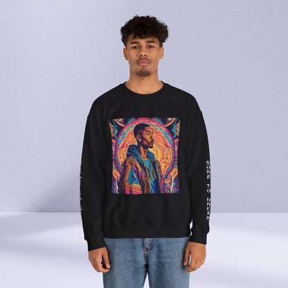 Tribe Of Dreams Standing In Front Of An Ornate Patterned Background Crewneck Sweatshirt