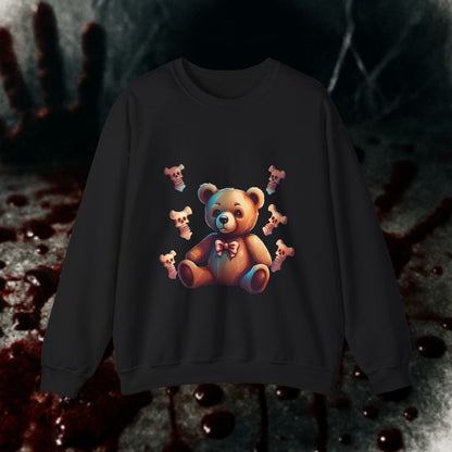 Creepy Bear Sweatshirt, Unisex Heavy Blend™ Crewneck, Horror Sweatshirt, Gift for Horror Lovers, Spooky Autumn Apparel, Halloween Outfit