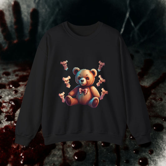 Creepy Bear Sweatshirt, Unisex Heavy Blend™ Crewneck, Horror Sweatshirt, Gift for Horror Lovers, Spooky Autumn Apparel, Halloween Outfit