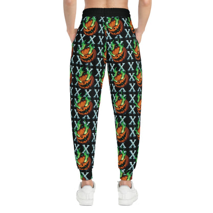 Halloween Athletic Joggers, Pumpkin Print Joggers, AOP Sweatpants, Fall Fitness Pants, Cozy Halloween Apparel