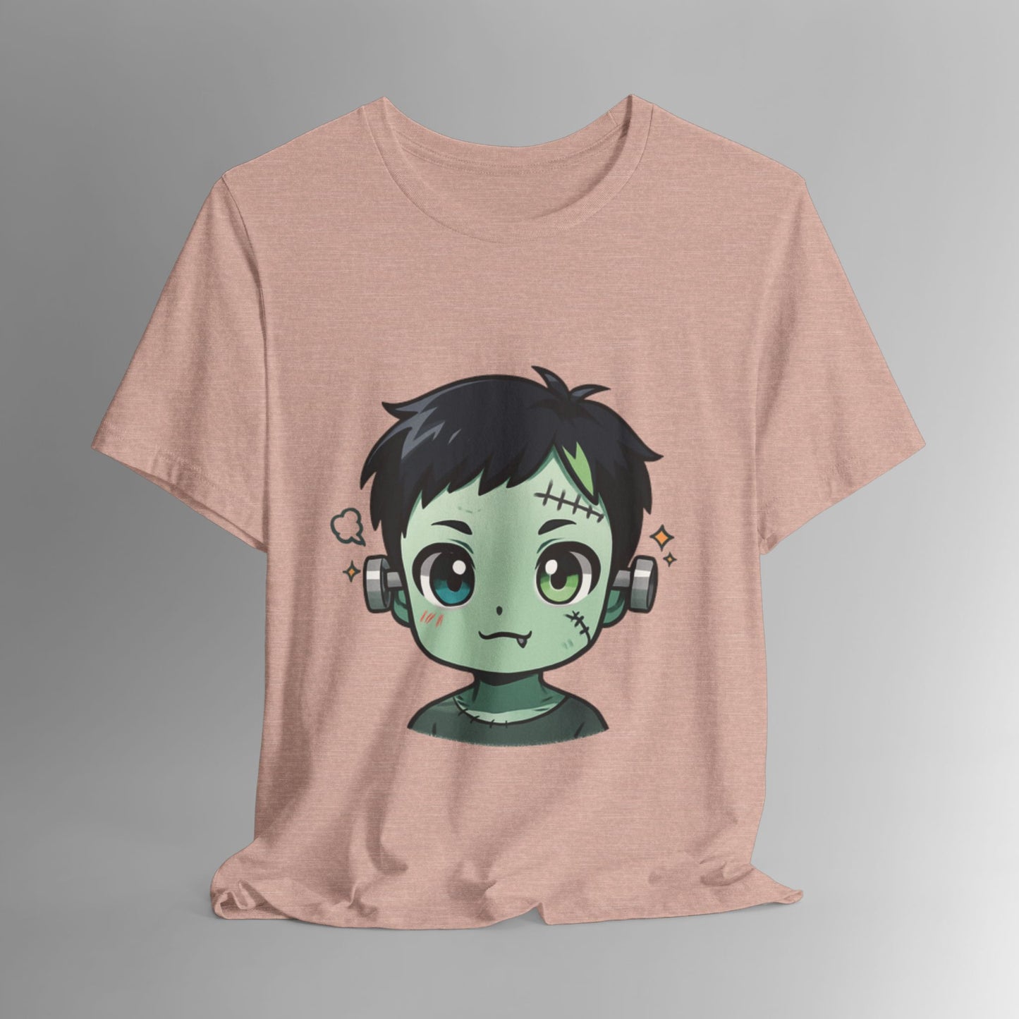 Cute Frankenstein Graphic Tee for Kids, Fun Halloween Shirt, Unisex Comic Style T-Shirt, Perfect for Parties, Costume Events