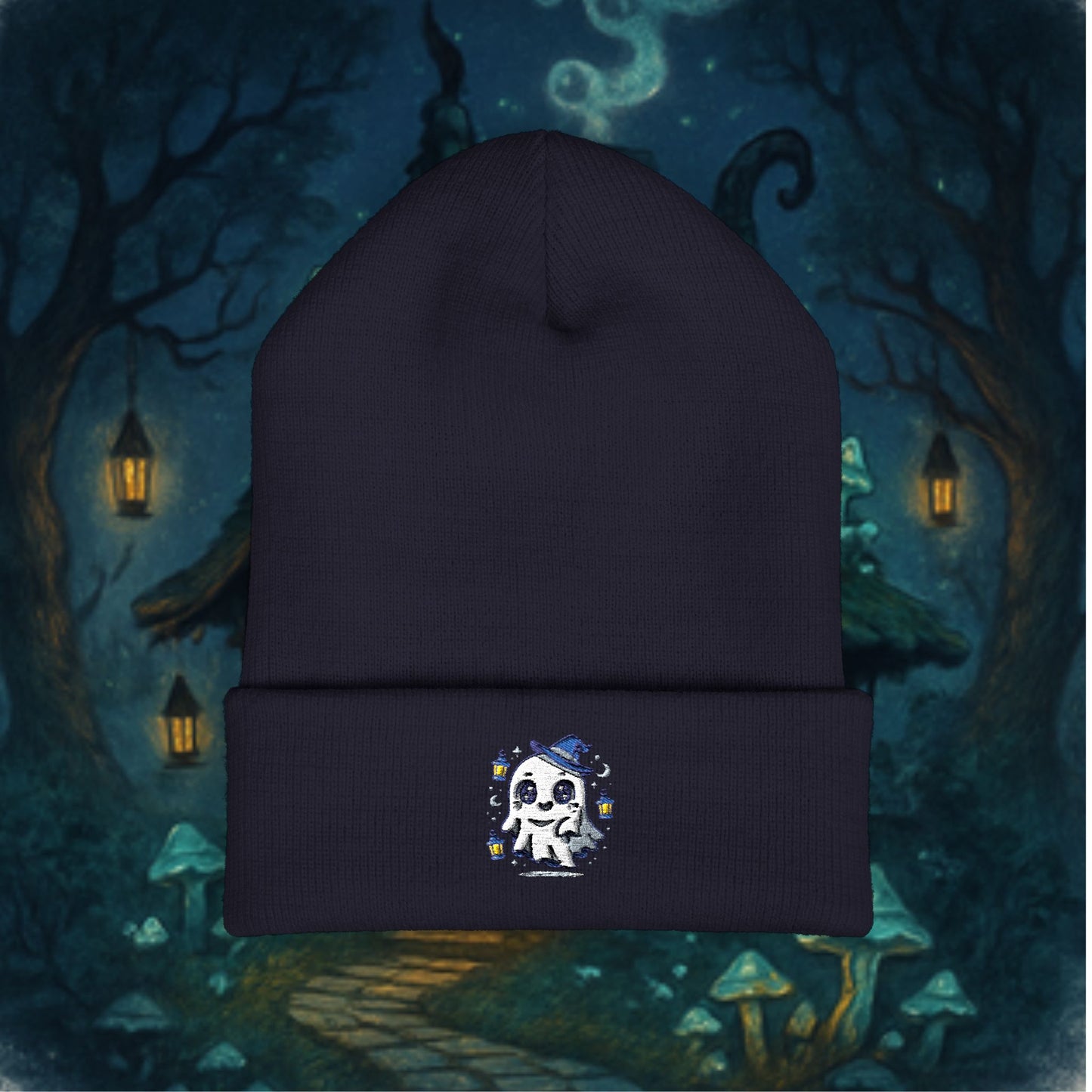 Cute Ghost Embroidered Beanie - Cozy Winter Hat, Gift for Her, Autumn Accessories, Skull Design, Trendy Fashion