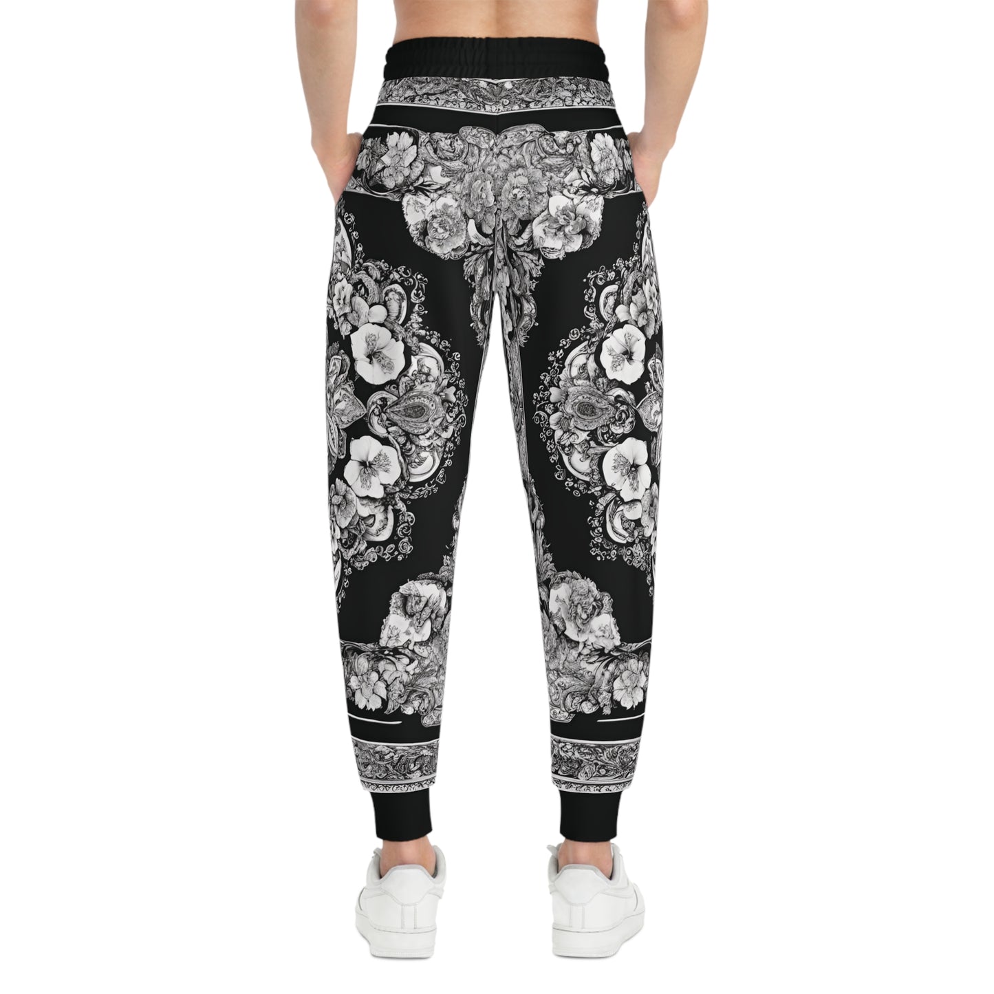 A Paisley Style On A Black And White Canvas Sweatpants