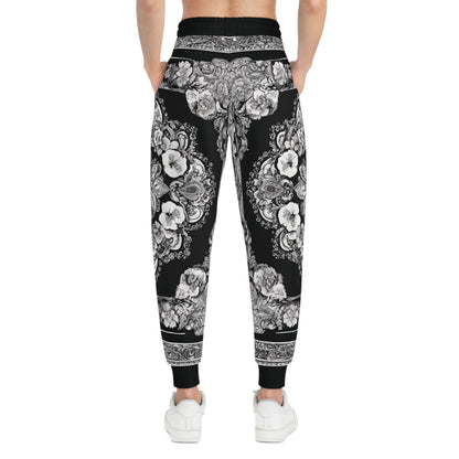 A Paisley Style On A Black And White Canvas Sweatpants