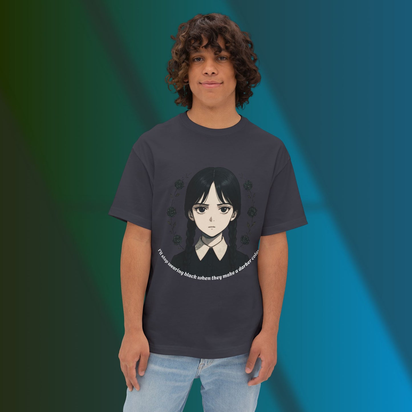 Wednesday Addams Gothic Oversized Tee, Dark Aesthetic T-Shirt, Unisex Graphic Tee for Anime Lovers, Halloween Outfit.