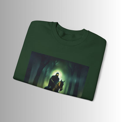 Mysterious Rider Sweatshirt - Cozy Unisex Crewneck, Perfect for Fall Nights, Halloween, Costume Parties, Eerie Vibes, Gift Idea