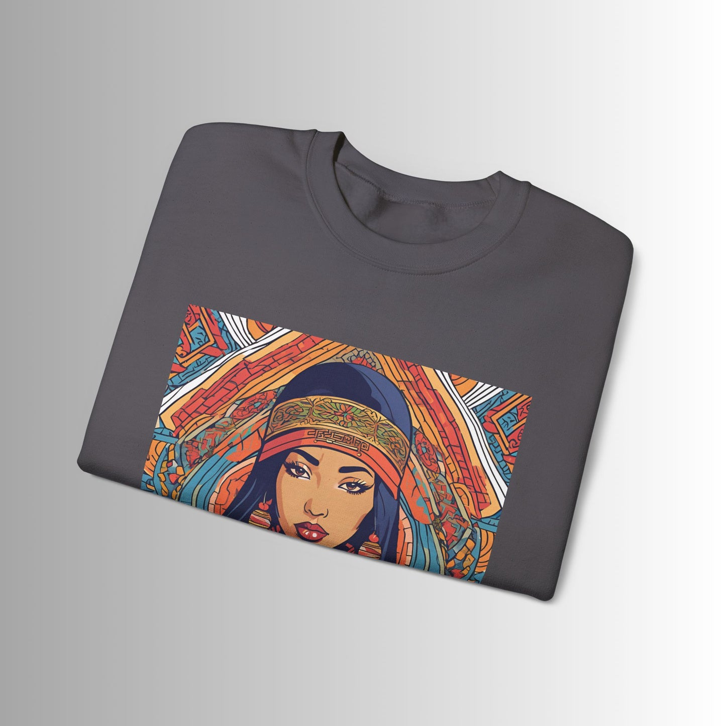 Illustration Of A Woman In Traditional Clothing Heavy Blend™ Sweatshirt