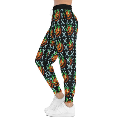Halloween Athletic Joggers, Pumpkin Print Joggers, AOP Sweatpants, Fall Fitness Pants, Cozy Halloween Apparel