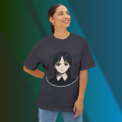 Wednesday Addams Gothic Oversized Tee, Dark Aesthetic T-Shirt, Unisex Graphic Tee for Anime Lovers, Halloween Outfit.