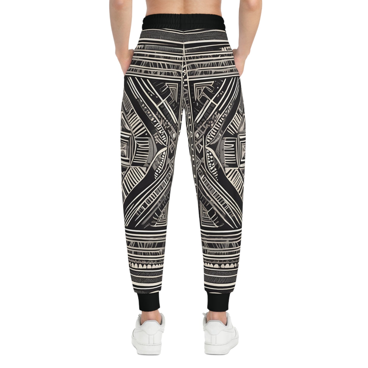 Black, Cream And White Drawing Of An Ornate Design Sweatpants